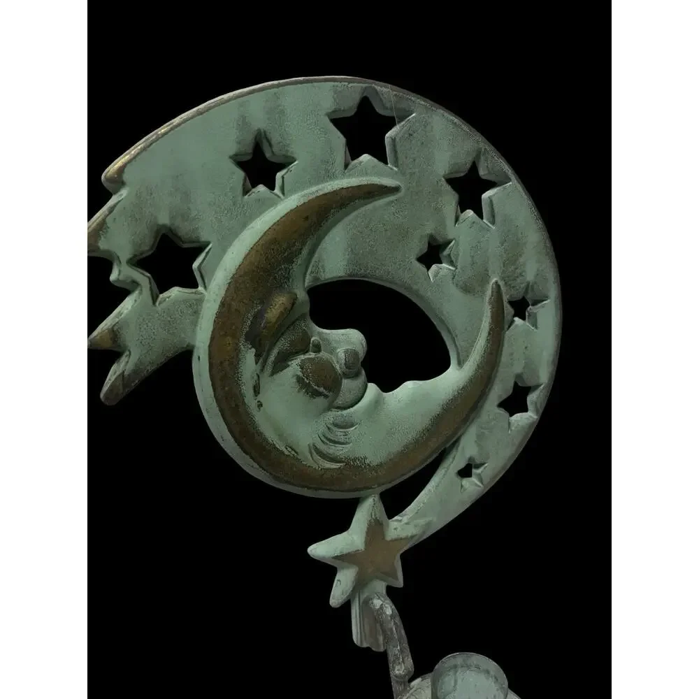 Moon Taper Candle Holder Sconce Partylite Verdigris Brass Vintage 1994 - Picture 2 of 7
